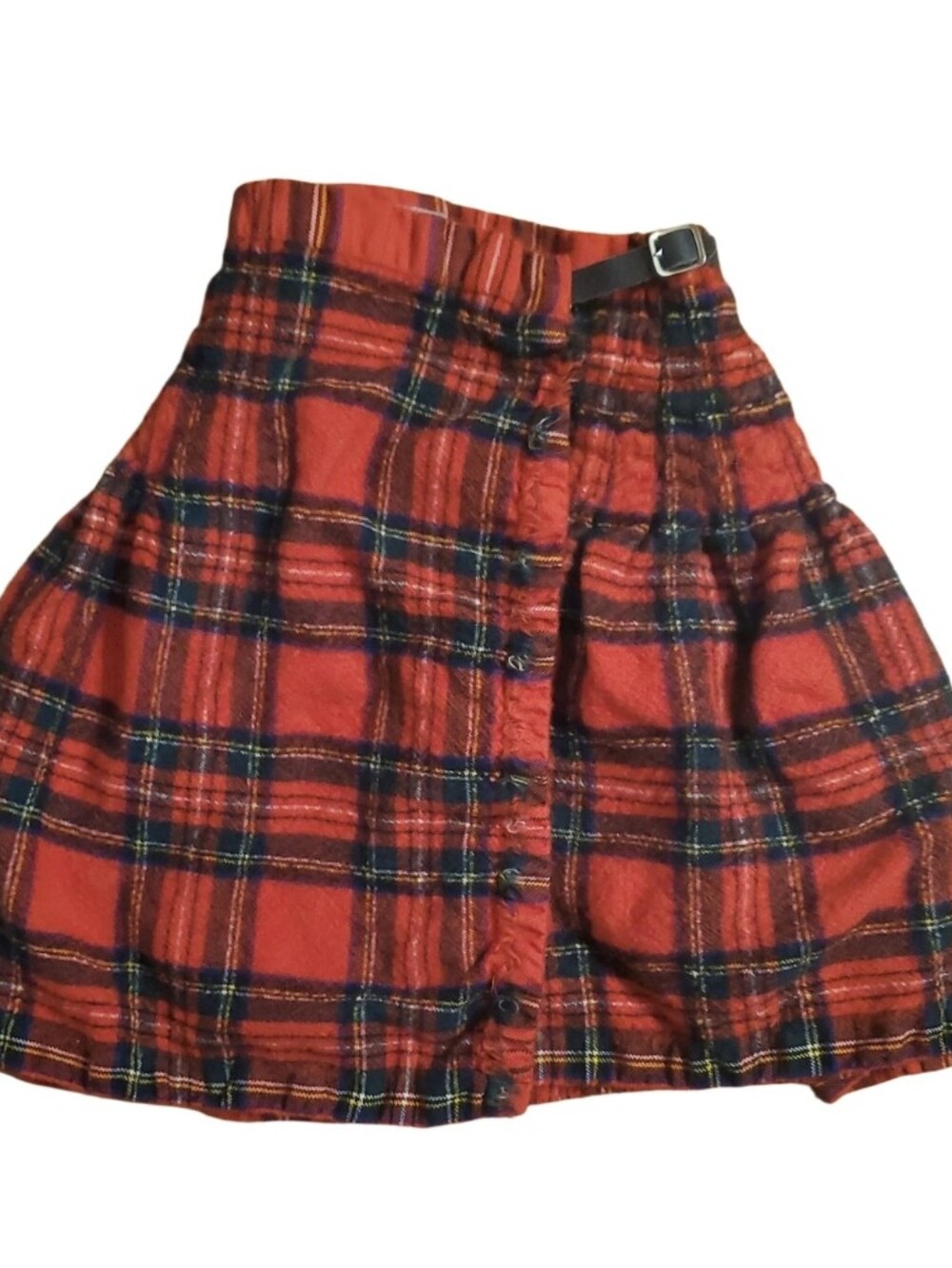 Charter Club By Jane‎ Justin Red Plaid Vintage Wool Skirt Green & Navy Accents
